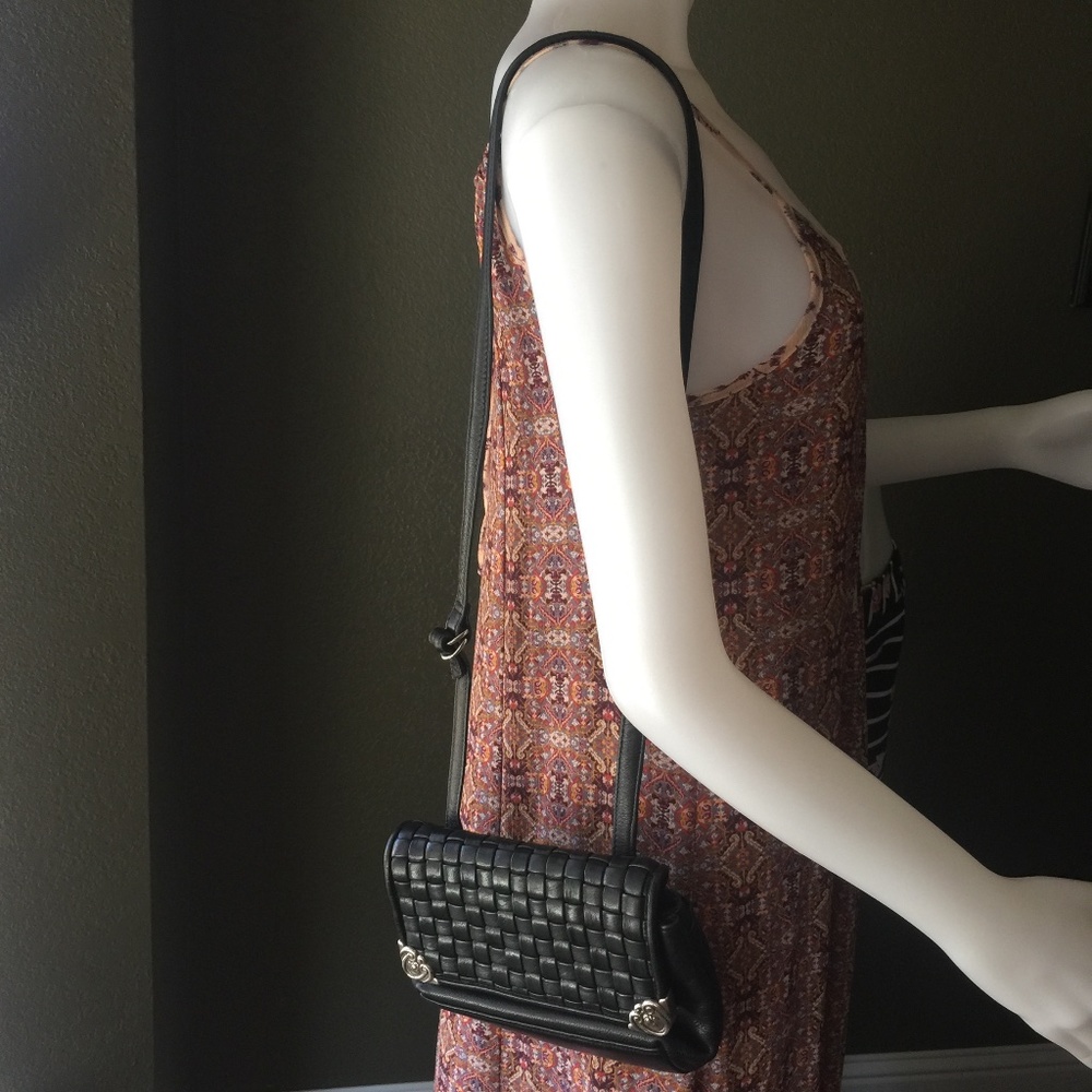 Brighton Leather Silver  Weaved Shoulder Bag